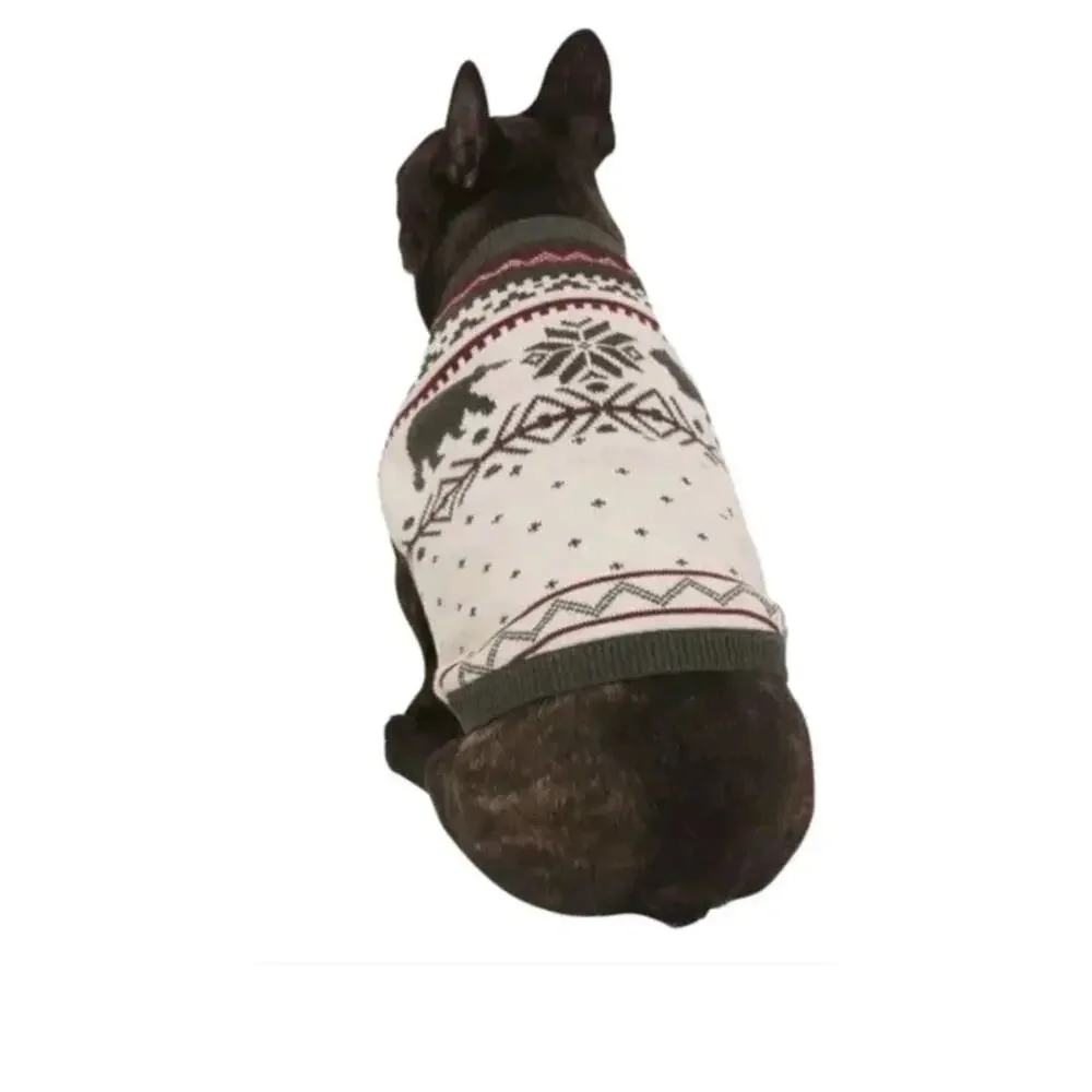 Lands' End Dog Family Holiday Sweater, Cream, Size XL Dog Sweater Bears